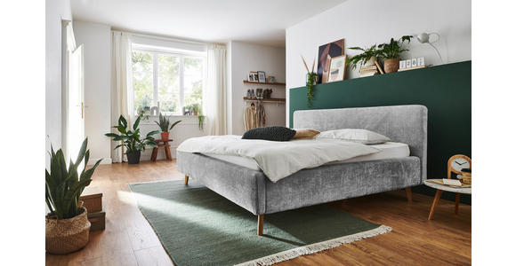 POLSTERBETT 180/200 cm  in Grau  - Eichefarben/Grau, Design, Holz/Textil (180/200cm) - Xora