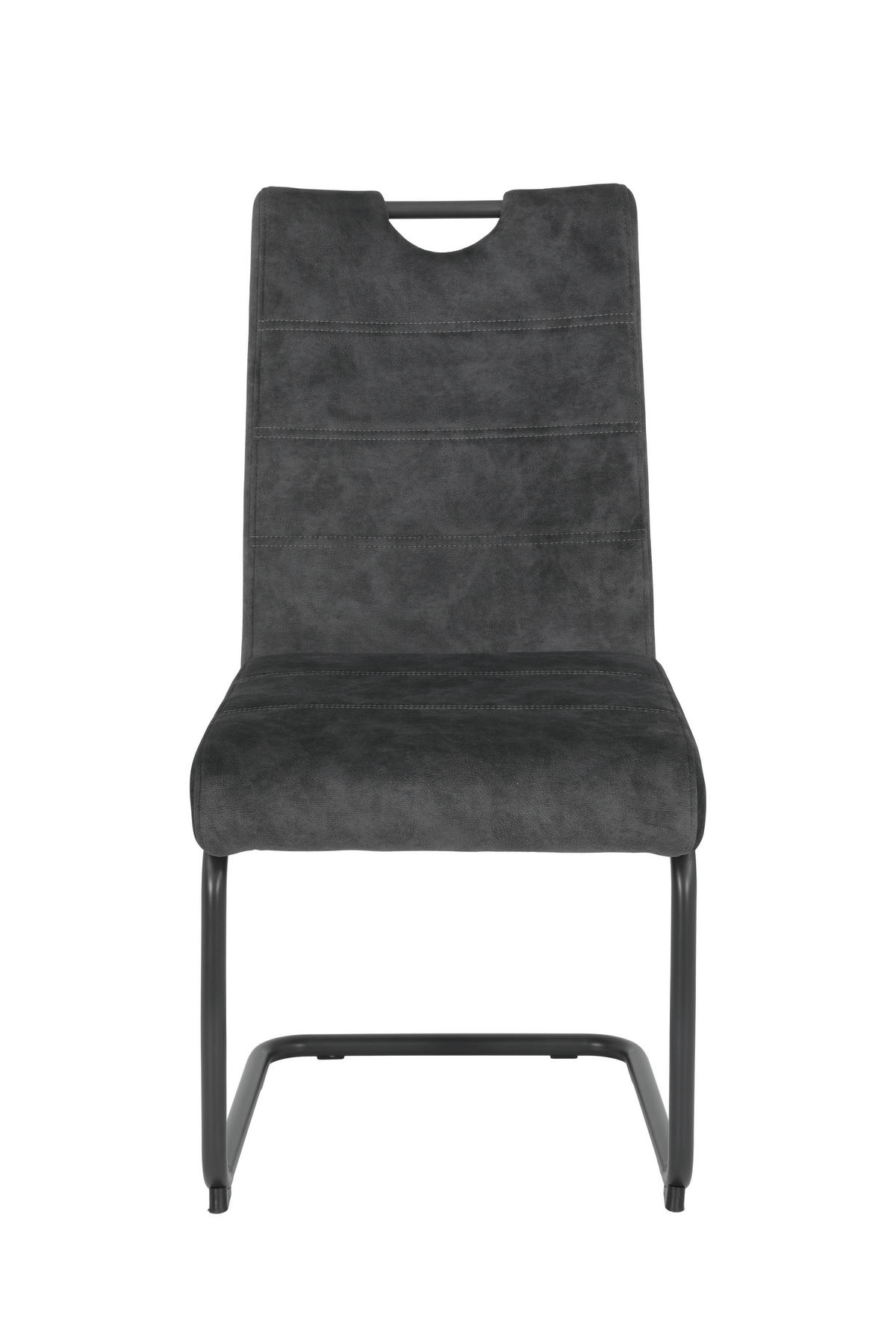 SCHWINGSTUHL-SET 2 Stück mit Griff Samt, Mikrofaser  - Anthrazit/Grau, MODERN, Textil/Metall (50/97/63cm) - P & B