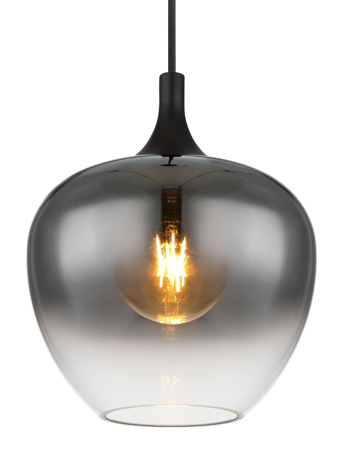 HÄNGELEUCHTE 24/120 cm    - Schwarz, Design, Glas/Metall (24/120cm) - Globo