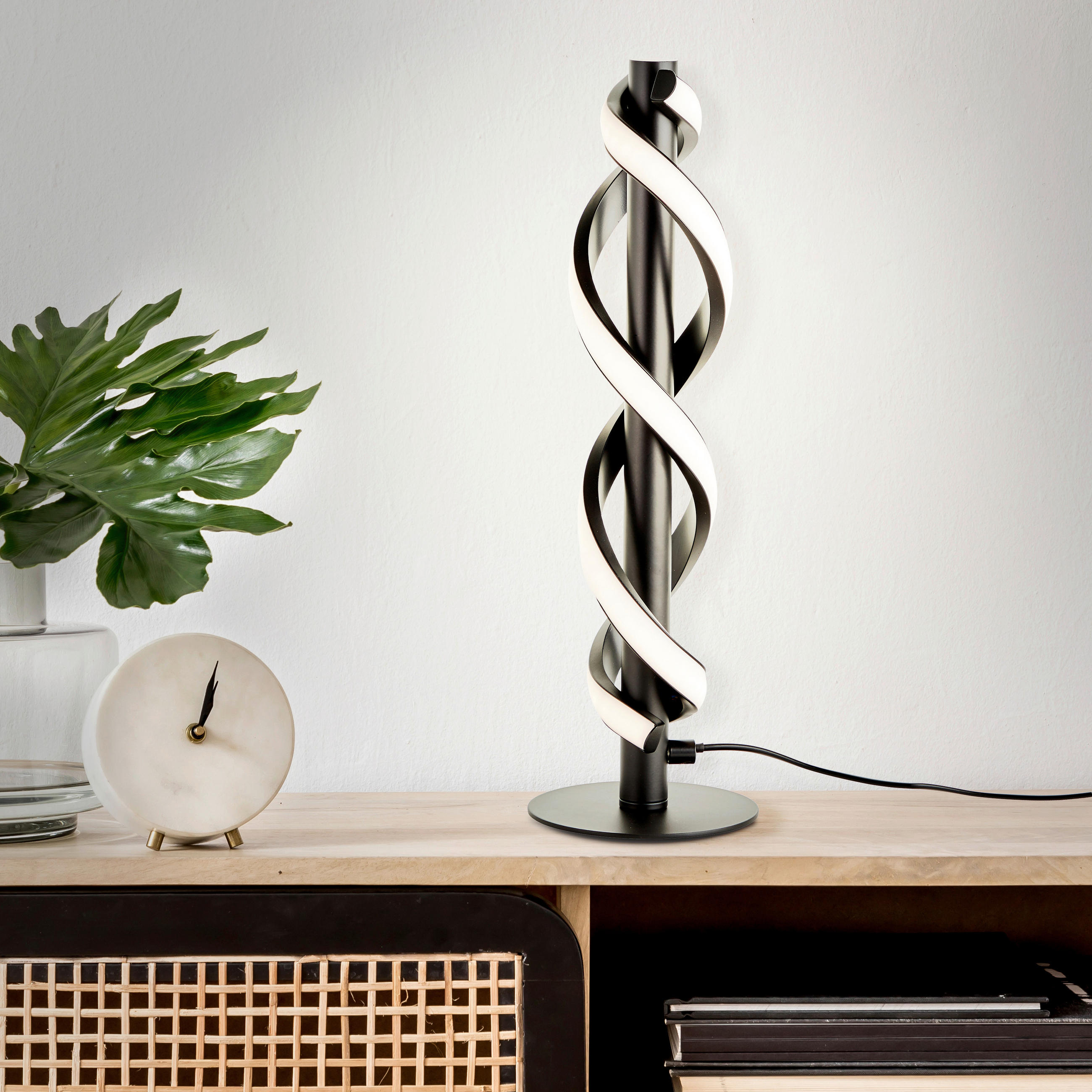TISCHLEUCHTE - Schwarz, Design, Kunststoff/Metall (12/38,90cm) - Brilliant