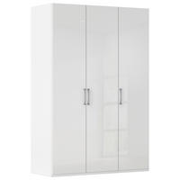 DREHTÜRENSCHRANK 151/223/61 cm,  in Weiß, Weiß Hochglanz, 3-türig  - Edelstahlfarben/Weiß Hochglanz, Basics, Holzwerkstoff/Metall (151/223/61cm) - Novel