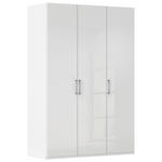 DREHTÜRENSCHRANK 151/223/61 cm,  in Weiß, Weiß Hochglanz, 3-türig  - Edelstahlfarben/Weiß Hochglanz, Basics, Holzwerkstoff/Metall (151/223/61cm) - Novel