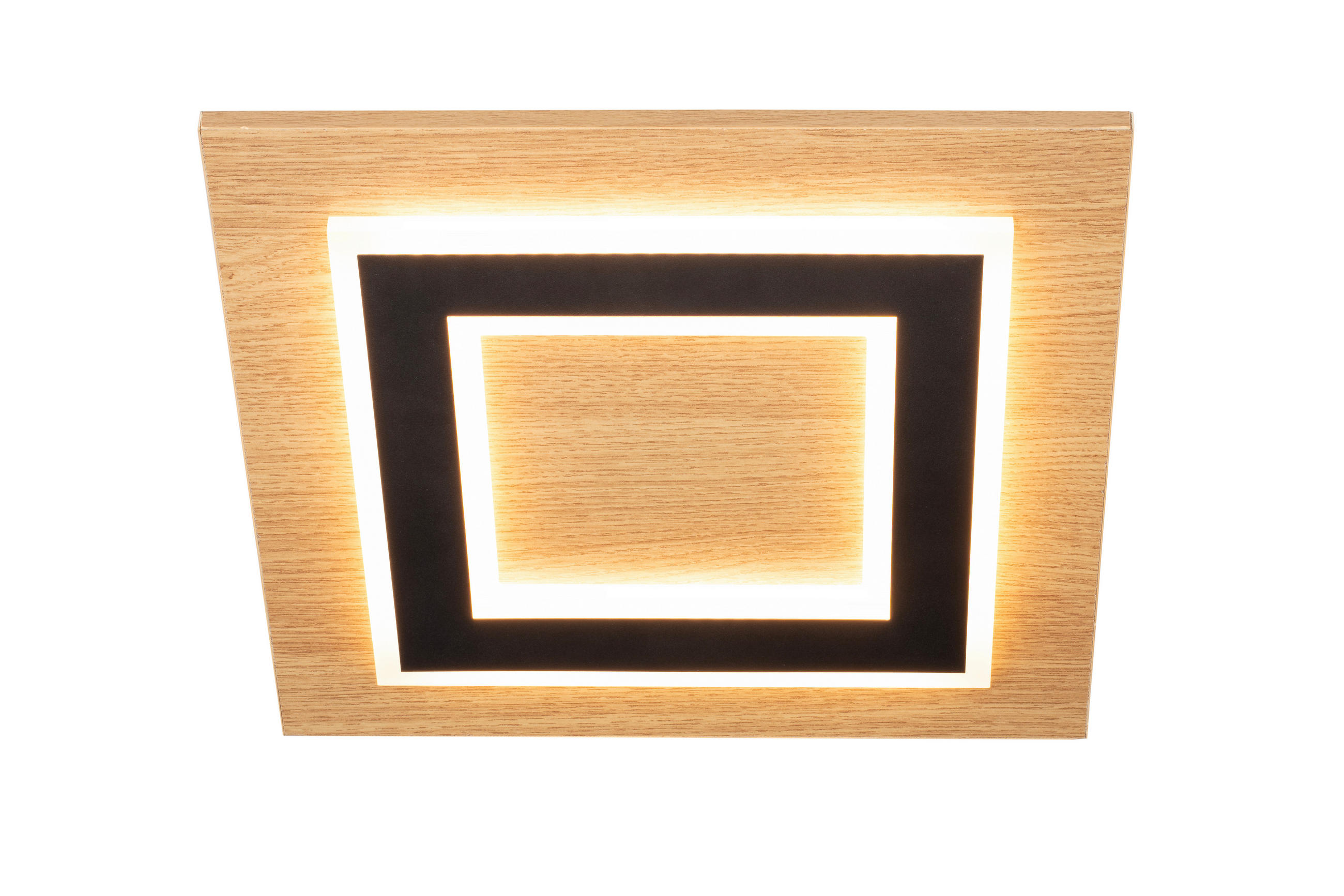 LED-DECKENLEUCHTE   - Schwarz/Naturfarben, Natur, Holzwerkstoff/Metall (32/32cm) - Novel
