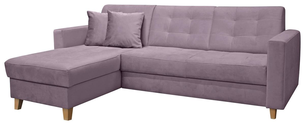 ECKSOFA Flieder Samt  - Flieder/Naturfarben, Design, Holz/Textil (231/160cm) - Livetastic