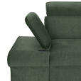 ECKSOFA Dunkelgrün Flachgewebe Rücken echt, Kopfteilverstellung, Sitzvorzug  - Dunkelgrün/Schwarz, MODERN, Textil/Metall (258/210cm) - Landscape