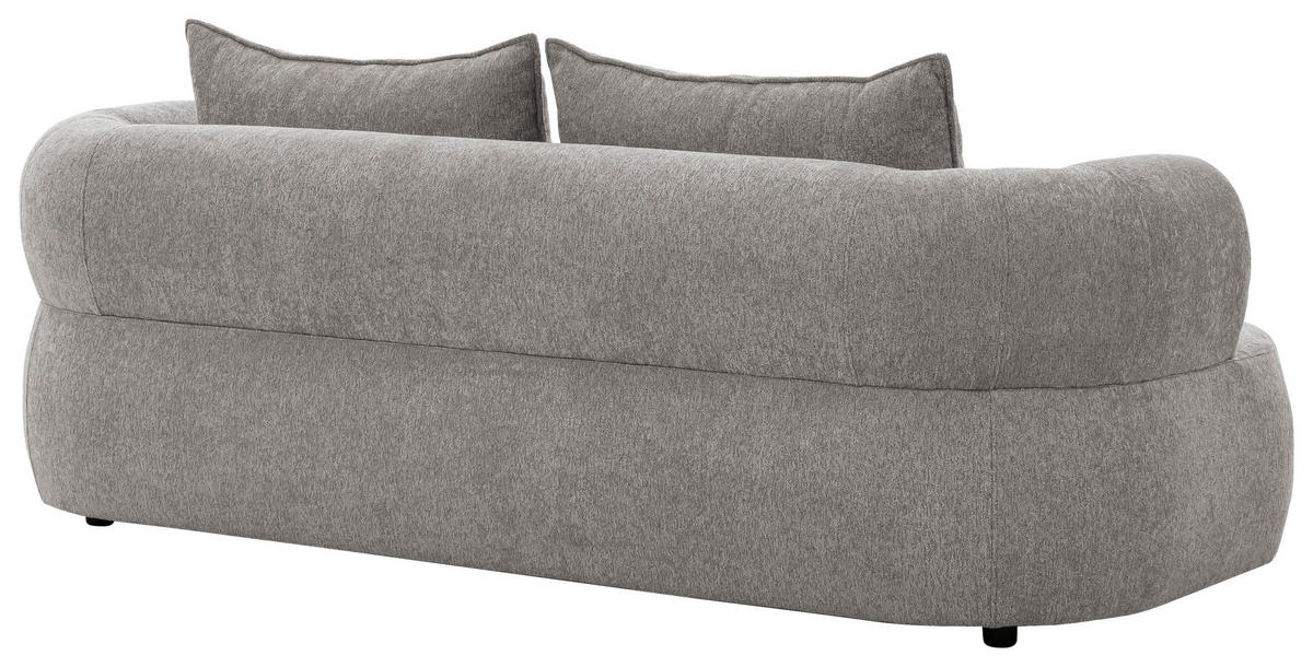 3-SITZER-SOFA in Chenille Grau  - Schwarz/Grau, Design, Kunststoff/Textil (200/76/96cm) - Livetastic