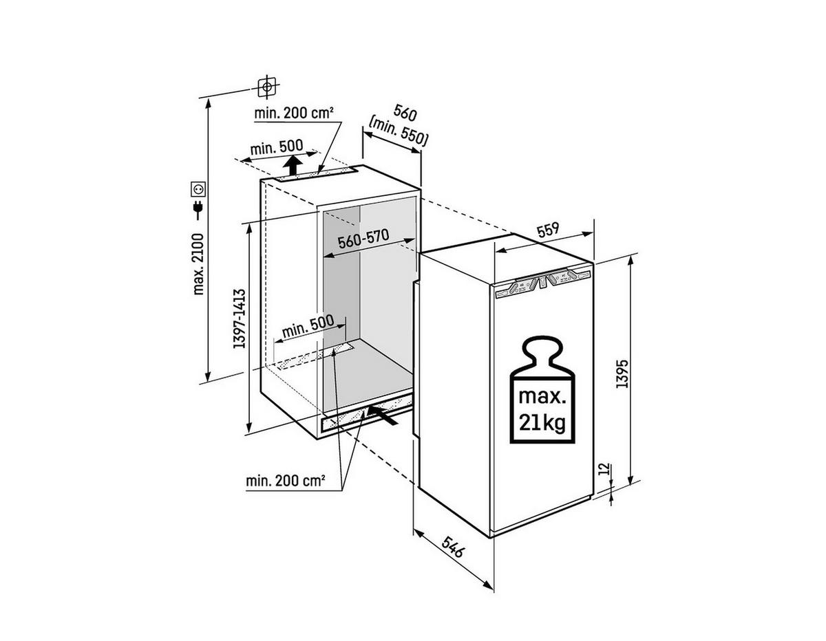 KÜHLSCHRANK 55,9/139,5/54,6 cm IRD4521-22  - Edelstahlfarben/Weiß, Basics, Kunststoff (55,9/139,5/54,6cm) - Liebherr