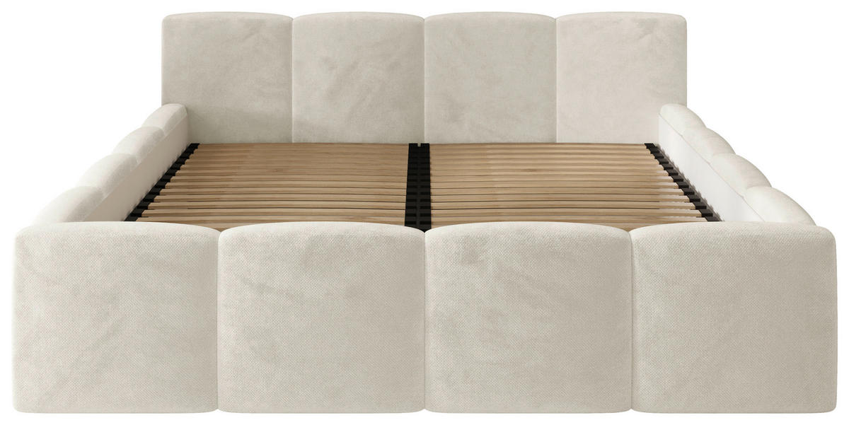 POLSTERBETT 180/200 cm,  in Beige, gepolstertes Kopfteil, Lattenrost, Bettkasten,  - Beige/Schwarz, MODERN, Holz/Textil (180/200cm) - Chameo