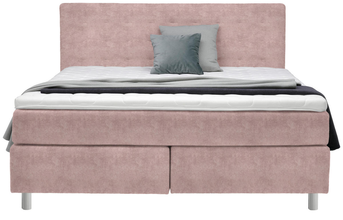 BOXSPRINGBETT 160/200 cm  in Altrosa  - Chromfarben/Altrosa, KONVENTIONELL, Kunststoff/Textil (160/200cm) - Voleo