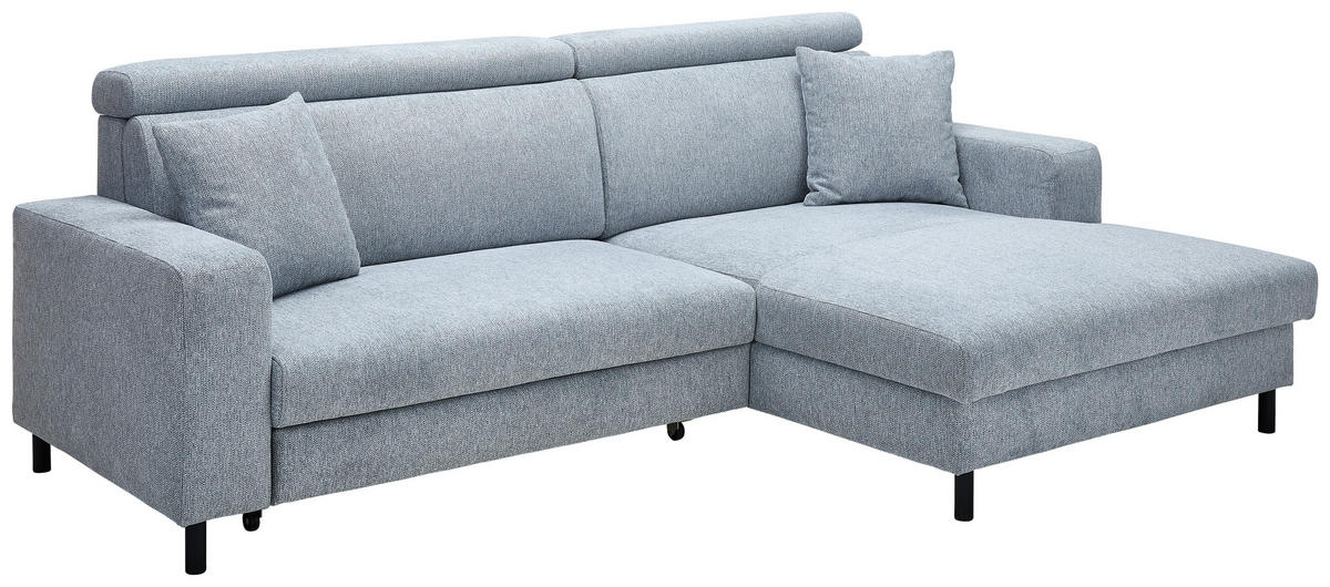 ECKSOFA in Flachgewebe Grau  262/166 cm  - Schwarz/Grau, Design, Textil/Metall (262/166cm) - Livetastic
