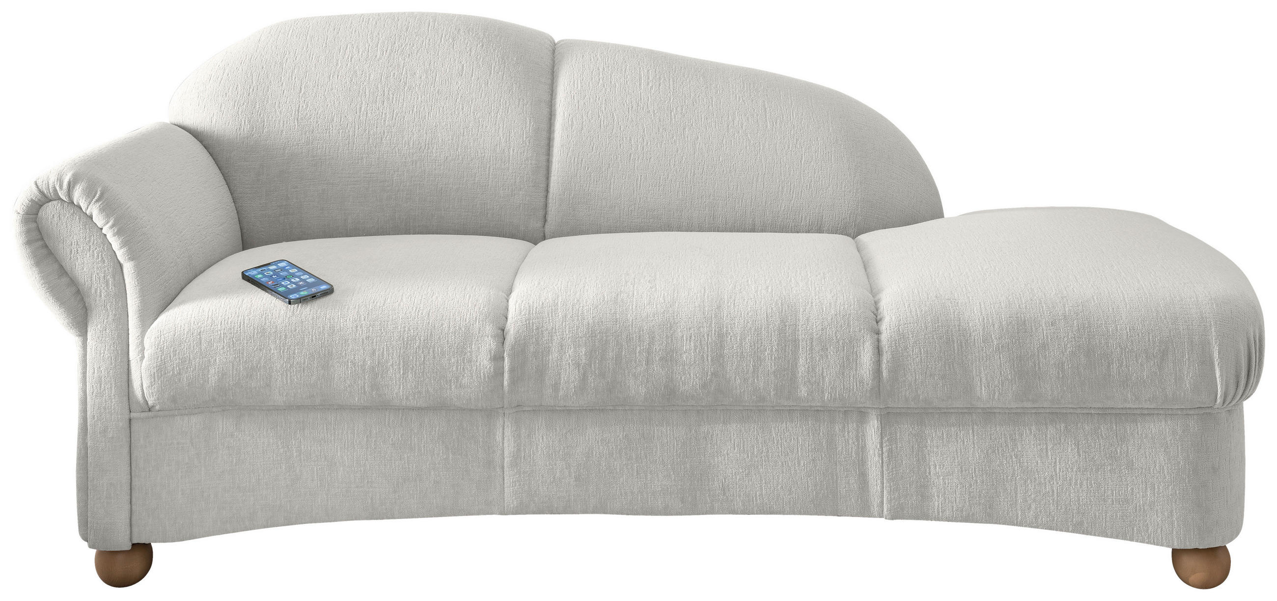 OTTOMANE Torello Mikrofaser Weiß  - Wildeiche/Weiß, KONVENTIONELL, Holz/Textil (86/84/190cm) - Livetastic