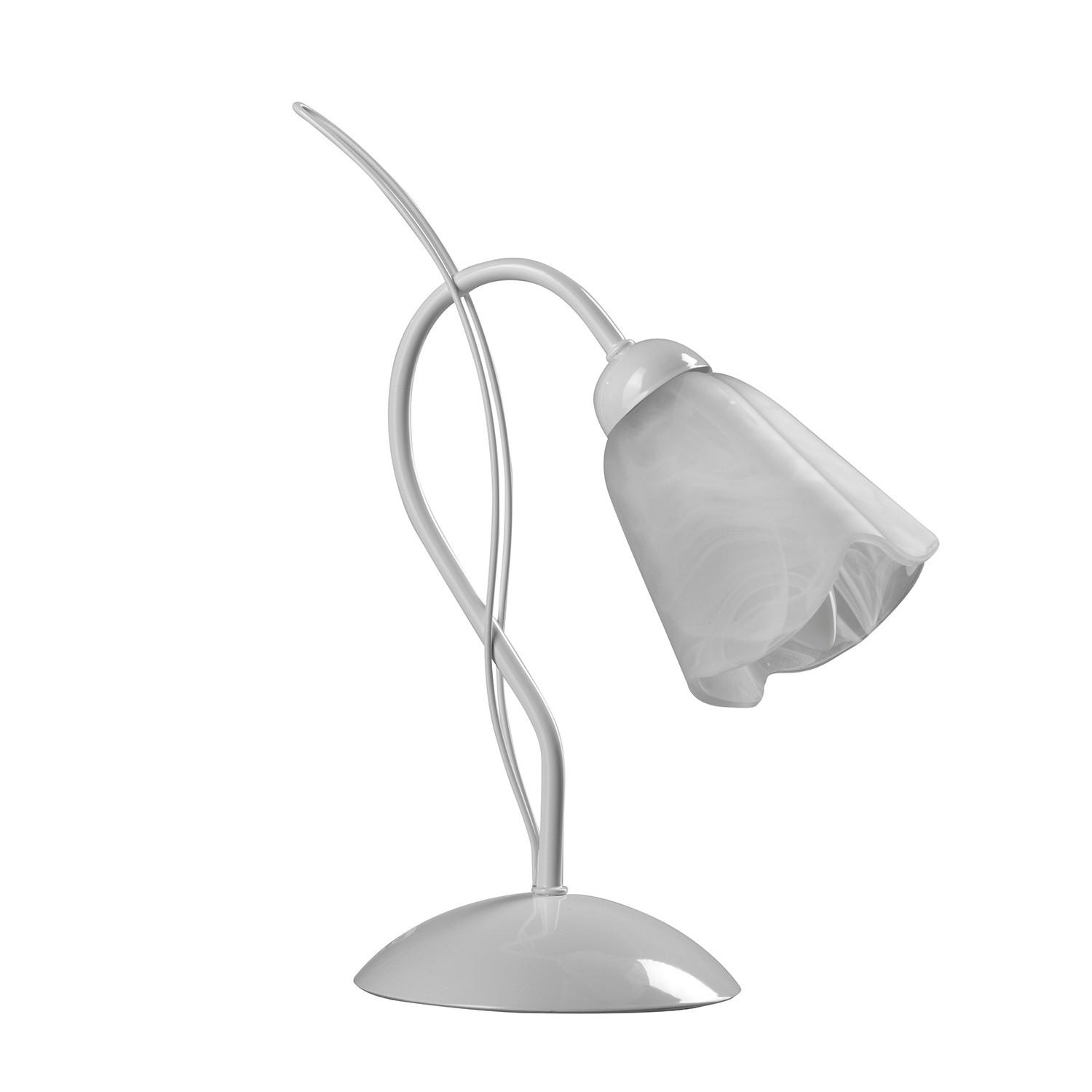 NACHTTISCHLEUCHTE 25/35 cm   - Weiß, KONVENTIONELL, Glas/Metall (25/35cm)