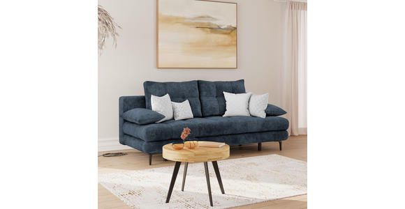 SCHLAFSOFA Chenille Dunkelblau  inkl. Rückenkissen, Armlehnenkissen, Bettkasten, Schlaffunktion, Rücken echt  - Schwarz/Dunkelblau, KONVENTIONELL, Textil/Metall (203/94/96cm) - Carryhome