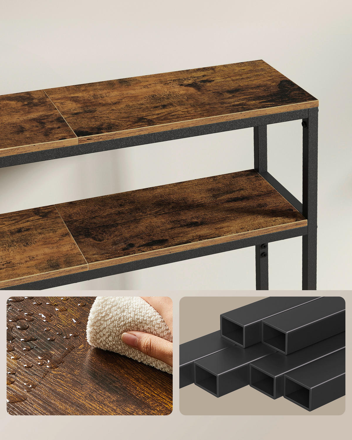 KONSOLENTISCH Schwarz, Dunkelbraun  - Dunkelbraun/Schwarz, Trend, Holzwerkstoff/Metall (80/20/80cm) - Boxxx