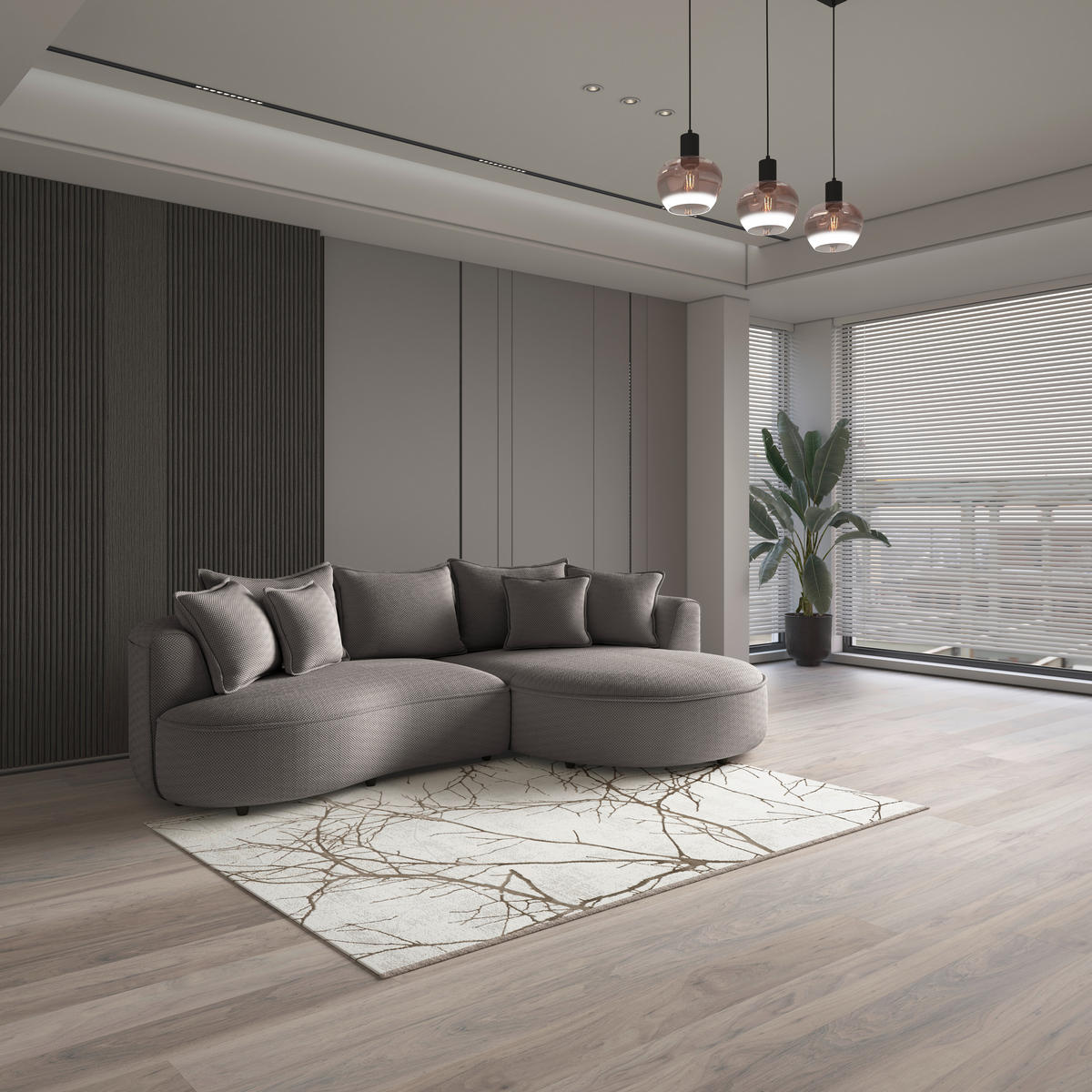 ECKSOFA LEVI Cappuccino Velours, Struktur  - Schwarz/Cappuccino, MODERN, Kunststoff/Textil (287/168cm) - Livetastic