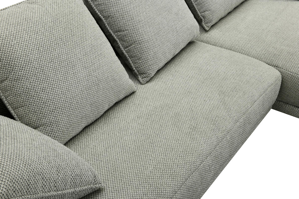 ECKSOFA in Mikrofaser Hellgrau  282/171 cm  - Hellgrau/Schwarz, Design, Textil/Metall (282/171cm) - Hom`in