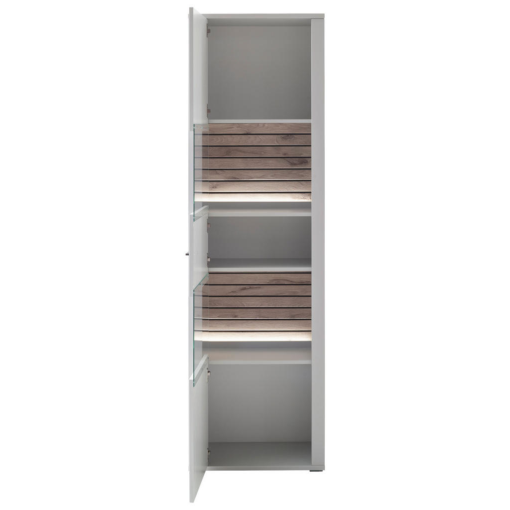 Thumbnail - Stylife Vitrine, Weiß, Eiche, Metall, 4 Fächer, 61x206x37 cm, Typenauswahl, Beimöbel erhältlich, Wohnzimmer, Wohnwände, ...