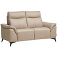 2-SITZER-SOFA in Leder Beige  - Beige/Schwarz, Design, Leder/Metall (176/105/98cm) - Emilio Belluti