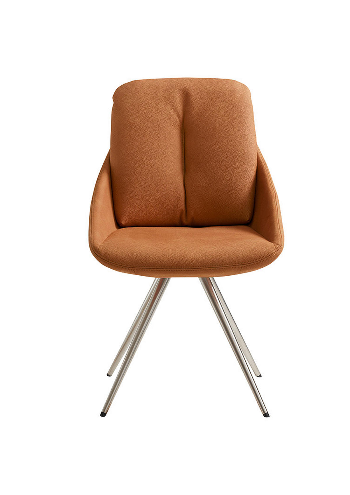 STUHL Orange, Edelstahlfarben, Cognac  - Edelstahlfarben/Cognac, Design, Textil/Metall (55/91/64cm) - Venjakob