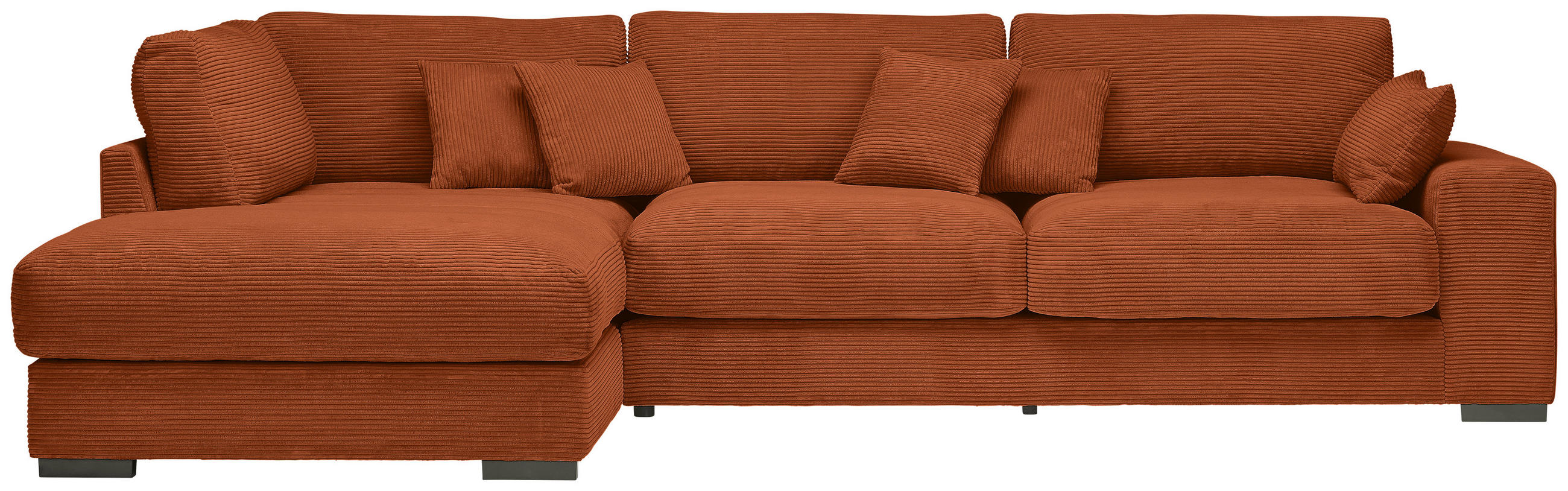ECKSOFA  in Cord Kupferfarben Zierkissen, Rückenkissen  205/340 cm  - Schwarz/Kupferfarben, Design, Kunststoff/Textil (205/340cm) - Lomoco