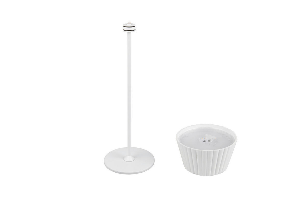 STOLNÍ LAMPA NA BATERIE 13,5/39,1 cm - bílá, Konvenční, kov (13,5/39,1cm)