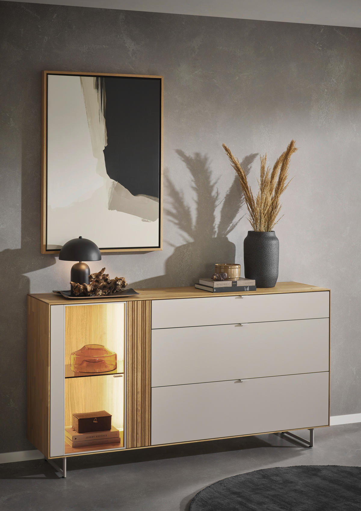 SIDEBOARD 181,9/87,9/45,2 cm  - Kaschmir/Wildeiche, Design, Glas/Holz (181,9/87,9/45,2cm) - Dieter Knoll