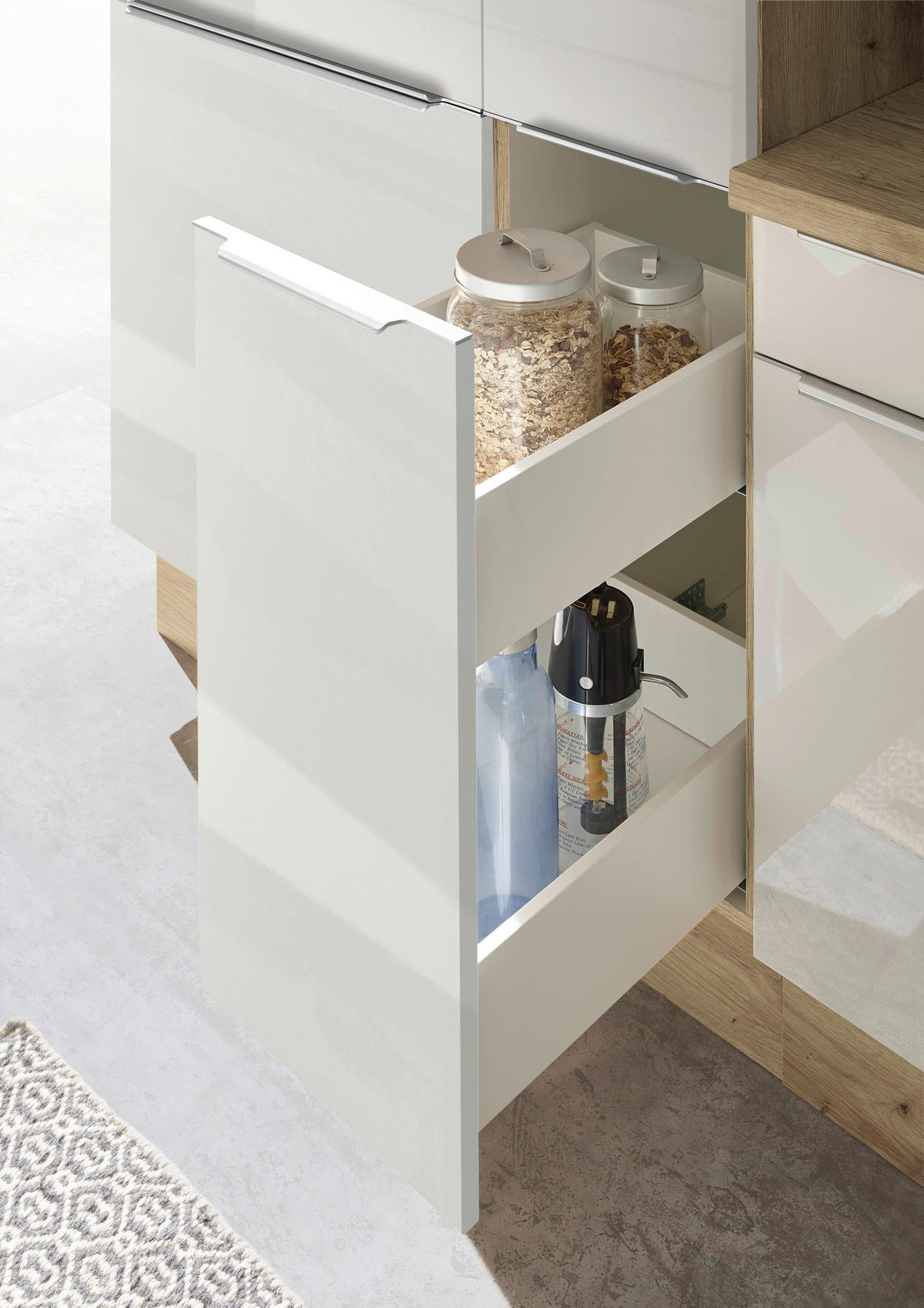 ECKKÜCHE 310/170 cm  in Eiche Artisan, Weiß Hochglanz  - Weiß Hochglanz/Alufarben, LIFESTYLE, Holzwerkstoff/Kunststoff (310/170cm) - Respekta
