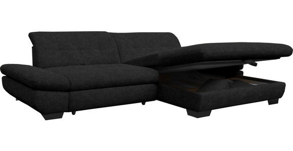 ECKSOFA in Mikrofaser Anthrazit  290/198 cm  - Anthrazit/Schwarz, Design, Textil/Metall (290/198cm) - Xora