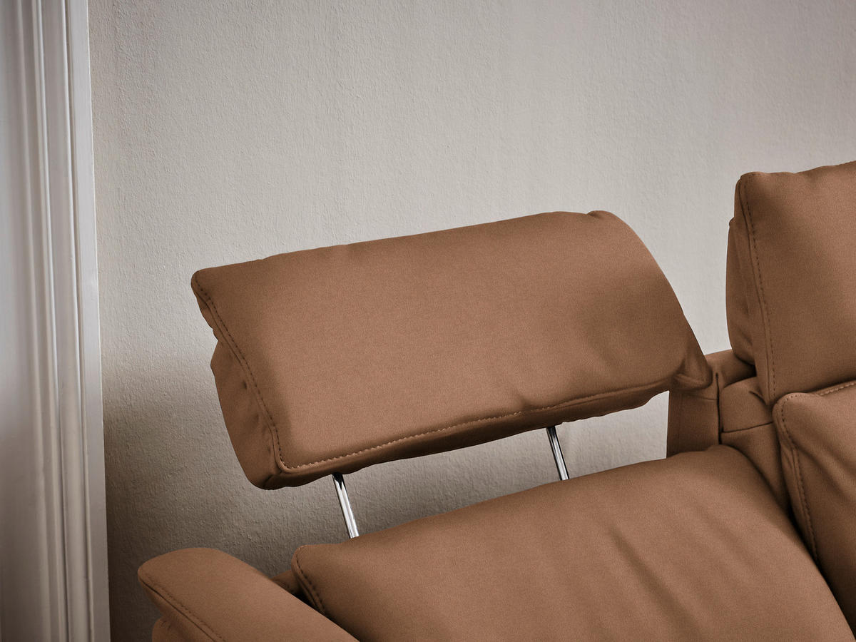TRAPEZSOFA in Mikrofaser Hellbraun  - Hellbraun/Schwarz, Konventionell, Textil/Metall (221/103/95cm) - Dieter Knoll