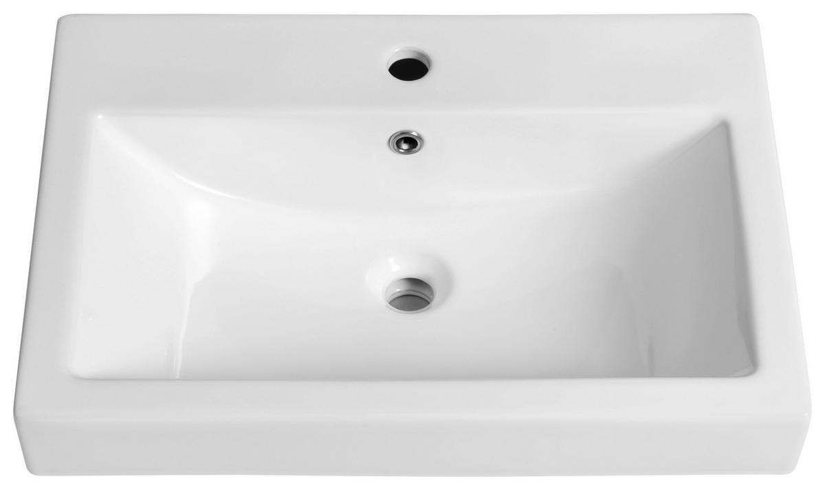 SKRINKA S UMÝVADLOM, 105 cm - biela/dub wotan, Modern, kompozitné drevo/keramika (105cm) - Held