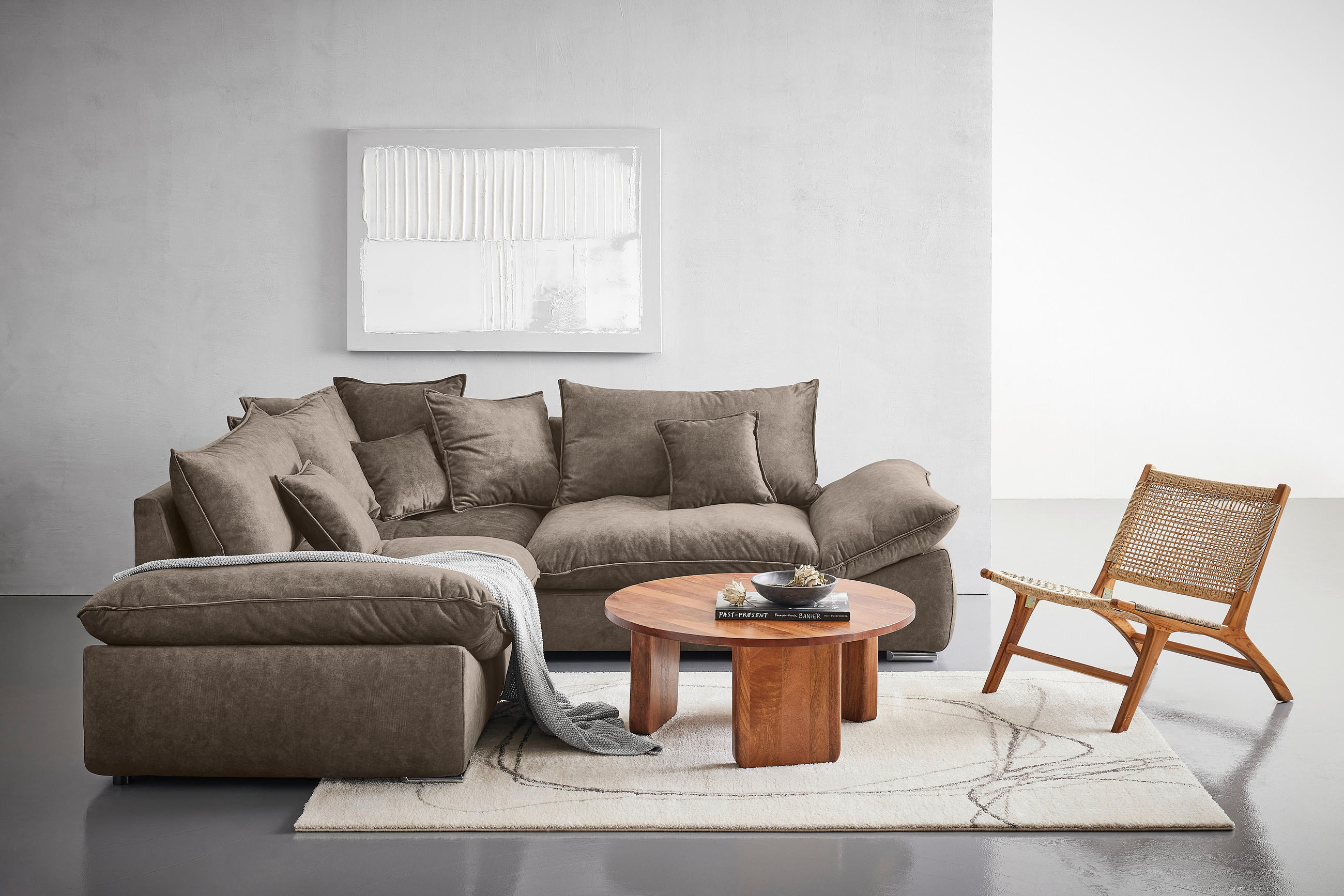 ECKSOFA Braun Velours  - Chromfarben/Braun, KONVENTIONELL, Kunststoff/Textil (247/247cm) - Carryhome
