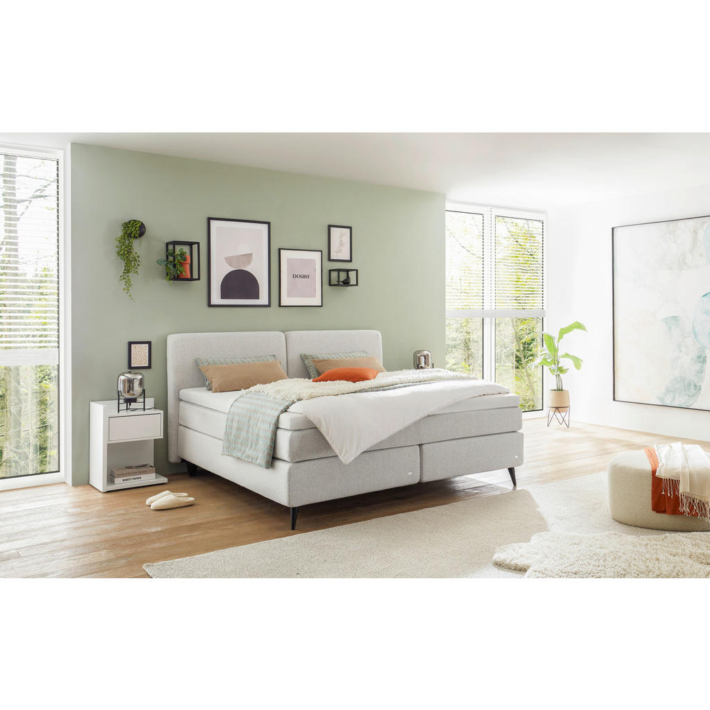 Thumbnail - RUF Betten Boxspringbett, Creme, Hellgrau, Textil, Uni, H2 + H3, 7-Zonen, Höhe ca. 18 cm, 180x200 cm, Blauer Engel, Made...