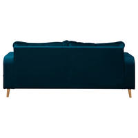 3-SITZER-SOFA in Mikrofaser Blau  - Wengefarben/Blau, Design, Holz/Textil (193/86/87cm) - Livetastic