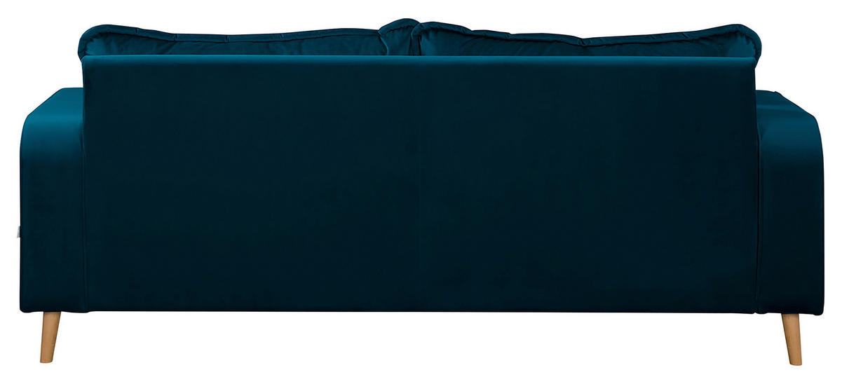 3-SITZER-SOFA in Mikrofaser Blau  - Wengefarben/Blau, Design, Holz/Textil (193/86/87cm) - Livetastic