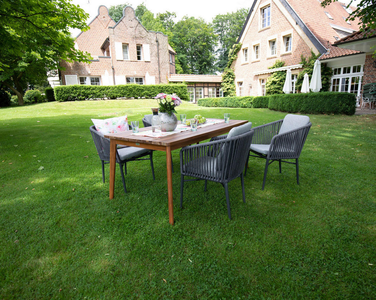 GARTENGARNITUR   - Akaziefarben/Grau, Basics, Holz/Kunststoff (180/90/76cm) - Gardenson