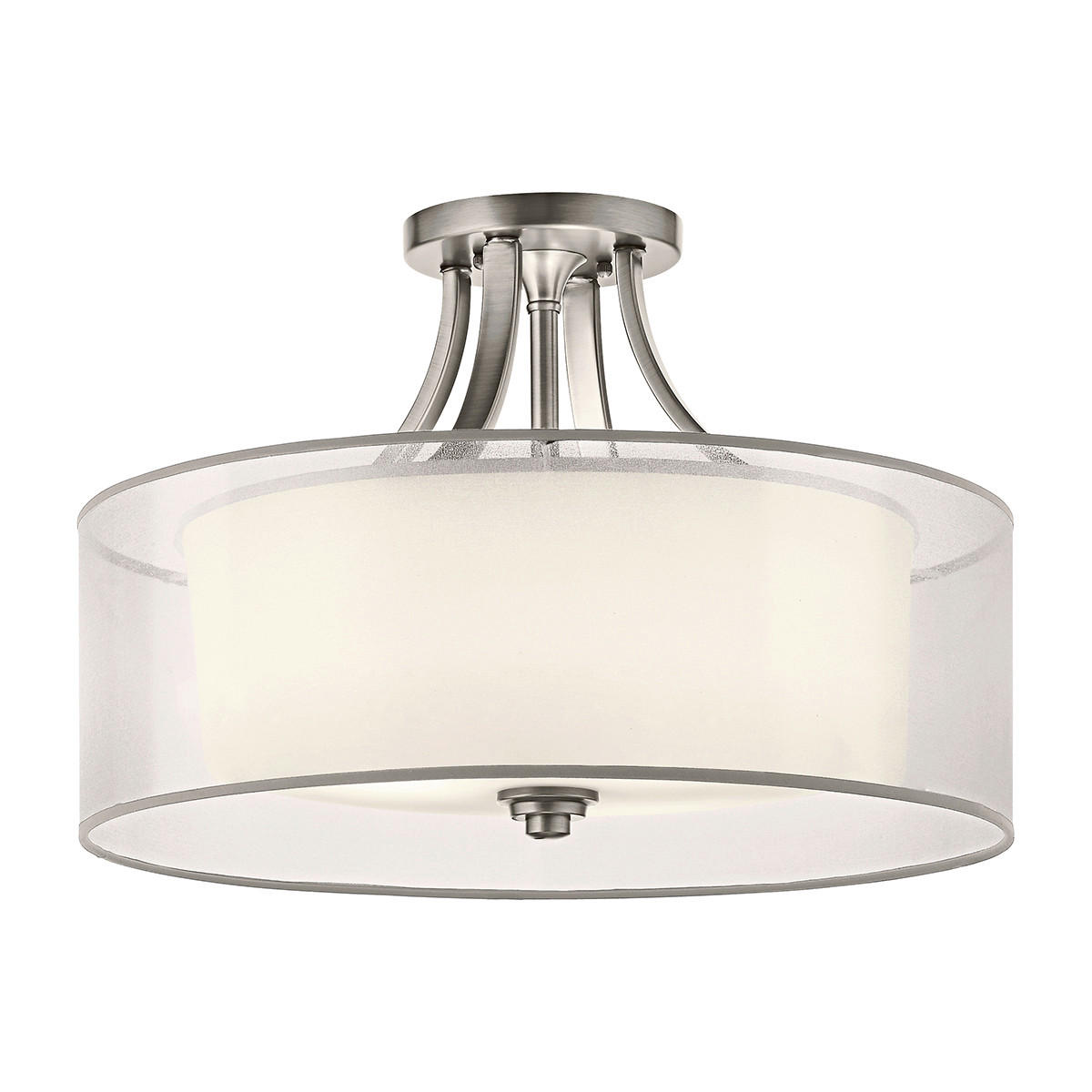 DECKENLEUCHTE Elstead Lacey 50.8/33.7 cm   - Silberfarben, ROMANTIK / LANDHAUS, Glas/Textil (50.8/33.7cm) - Elstead Lighting