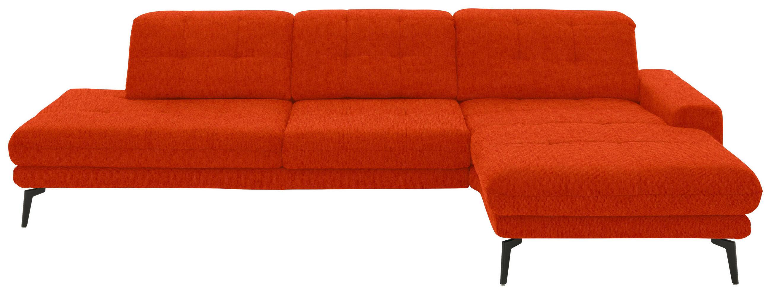 ECKSOFA in Flachgewebe Orange  309/190 cm  - Schwarz/Orange, Design, Textil/Metall (309/190cm) - Beldomo Style