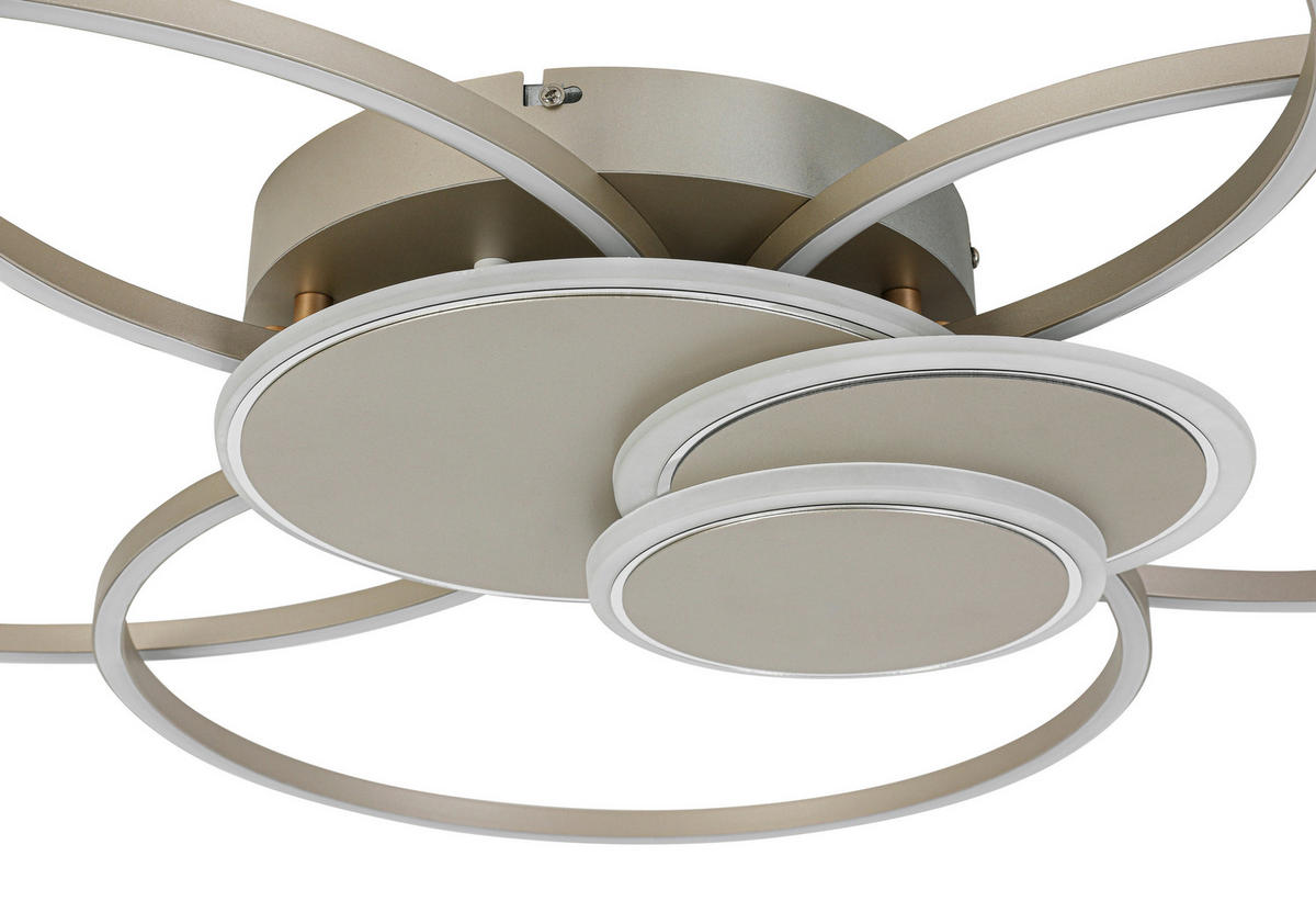 STROPNÉ LED SVIETIDLO, 90,5/81/9,5 cm - biela/šampanská, Design, kov/plast (90,5/81/9,5cm) - Novel