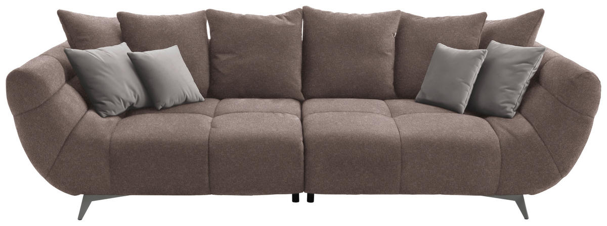 BIGSOFA Webstoff Braun  - Edelstahlfarben/Braun, LIFESTYLE, Textil/Metall (300/95/133cm) - Hom`in