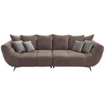 BIGSOFA  in Webstoff Braun  - Edelstahlfarben/Braun, LIFESTYLE, Textil/Metall (300/95/133cm) - Hom`in