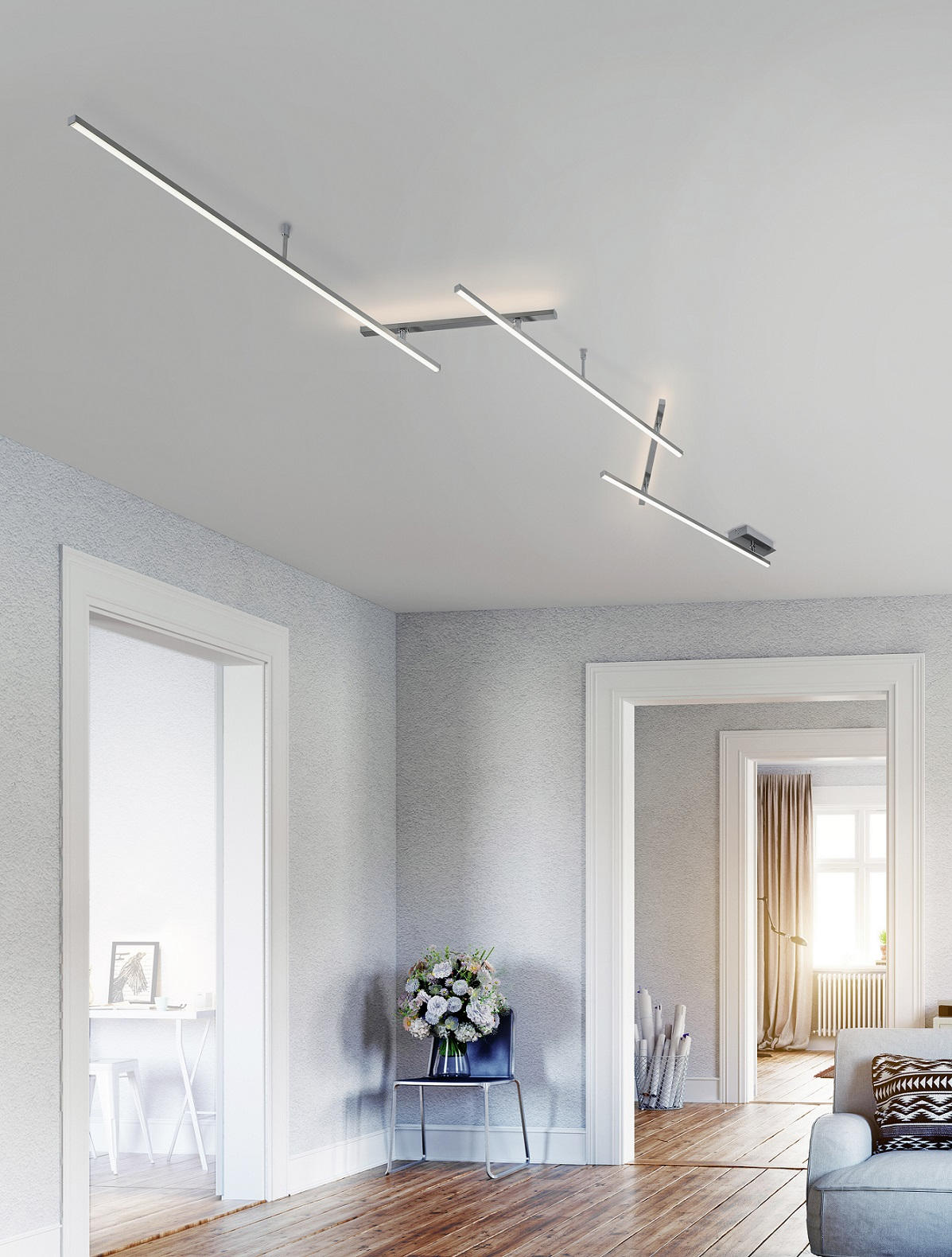 STROPNÍ LED SVÍTIDLO, 245/50/6,5 cm - bílá/barvy niklu, Trend, kov/plast (245/50/6,5cm) - Novel