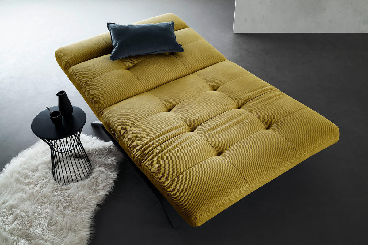 RELAXLIEGE in Feincord Hellgrün  - Schwarz/Hellgrün, Design, Textil/Metall (120/54-113/158-198cm) - Pure Home Lifestyle