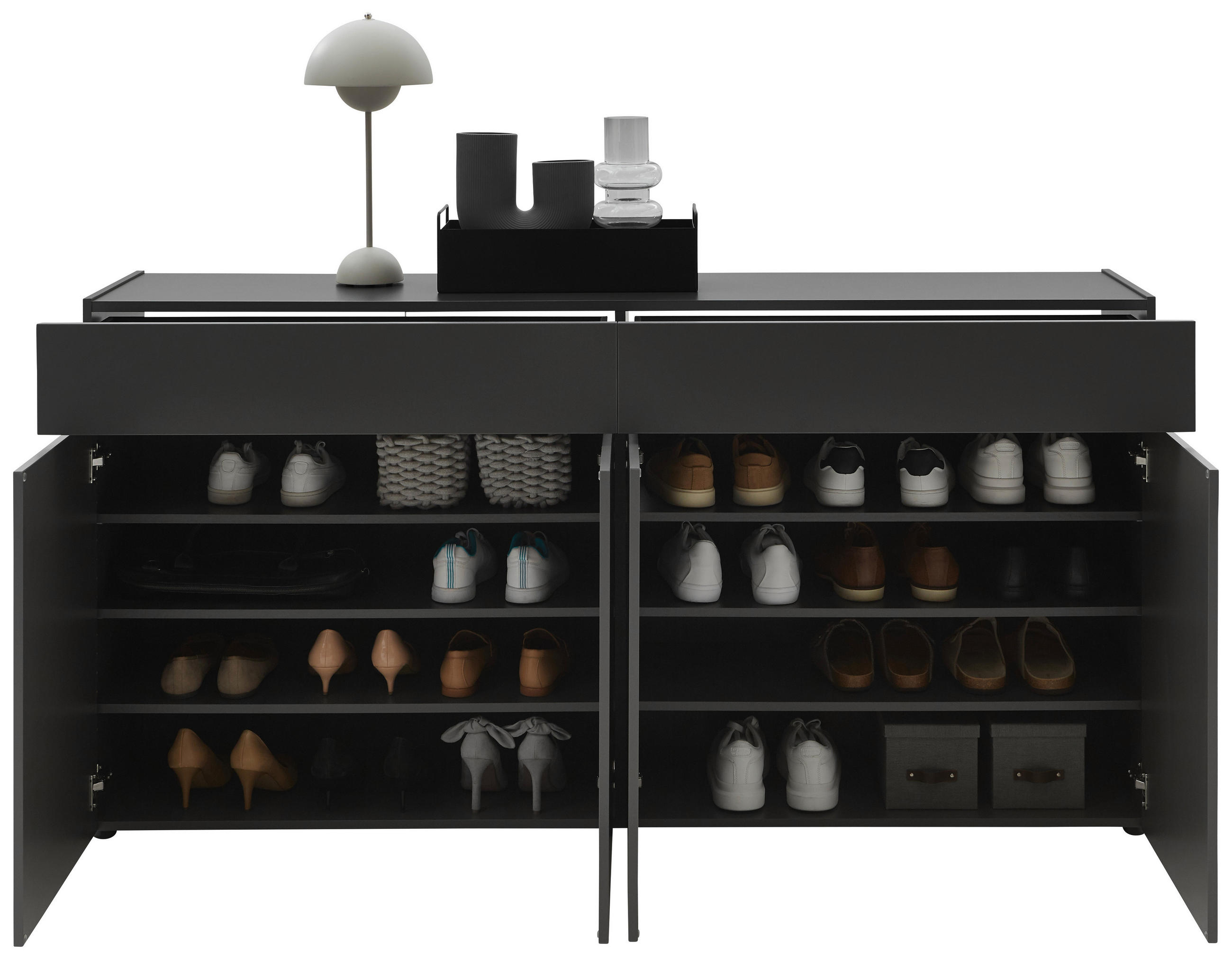 GARDEROBE 3-teilig in 225/199/40 cm - Graphitfarben, Design, Holzwerkstoff (225/199/40cm) - Voleo
