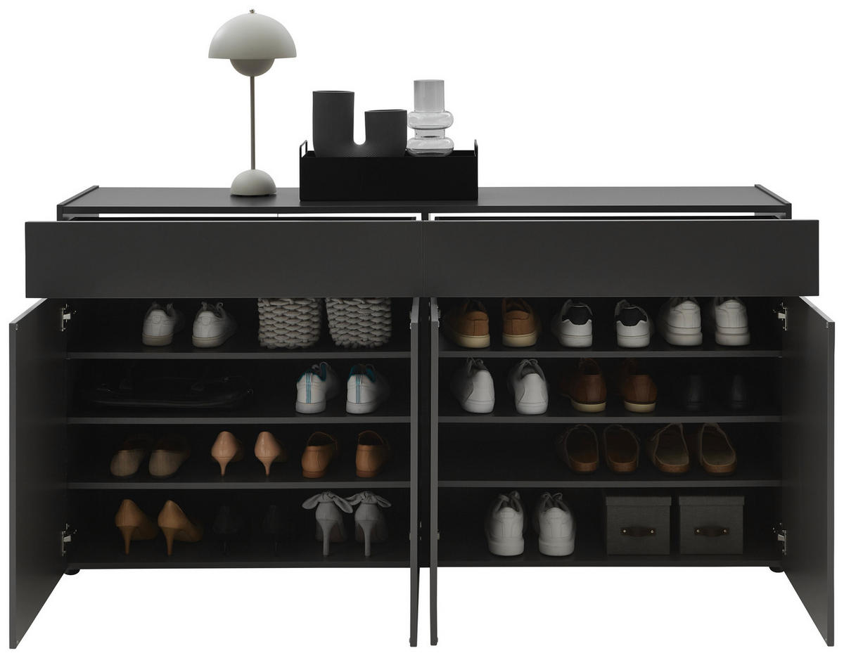 SCHUHSCHRANK Graphitfarben  - Schwarz/Graphitfarben, Design, Holzwerkstoff/Kunststoff (180/92/40cm) - Voleo