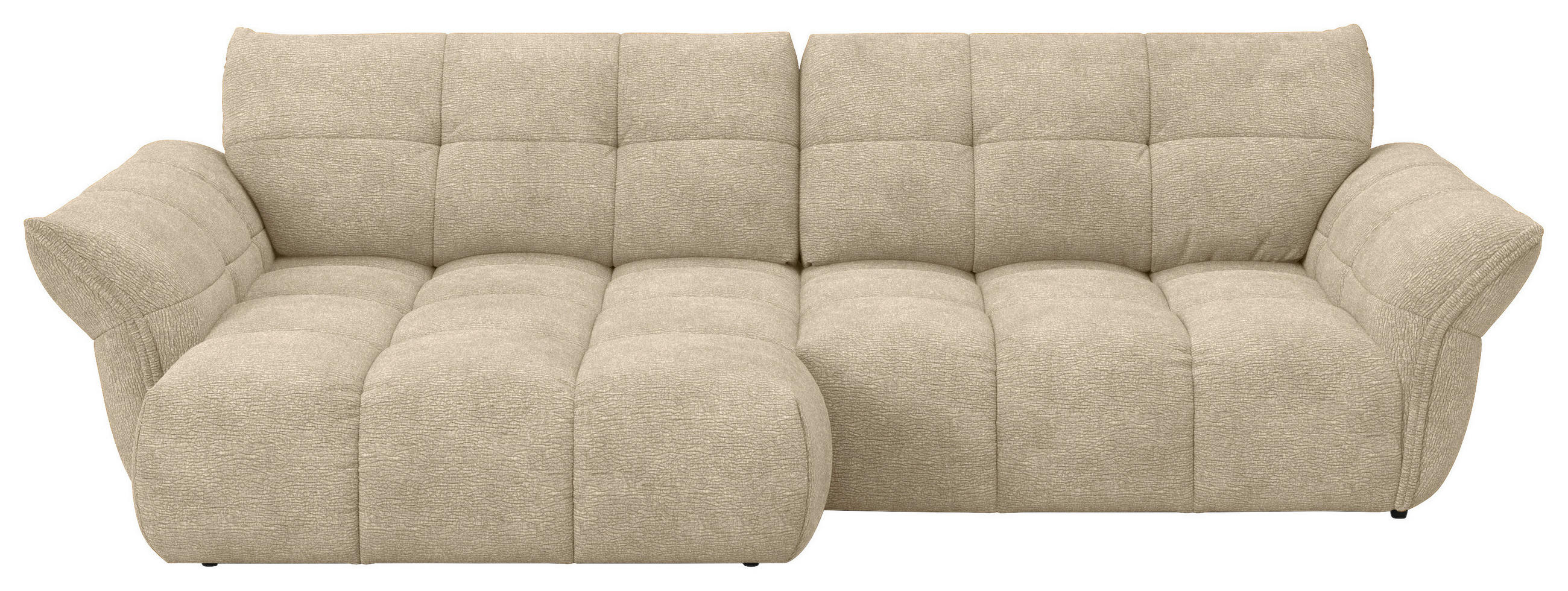 ECKSOFA Beige Chenille Rücken echt  - Beige/Schwarz, Design, Kunststoff/Textil (177/312cm) - Welnova