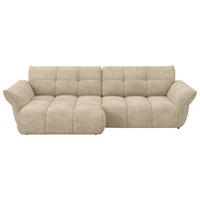 ECKSOFA Beige Chenille Rücken echt  - Beige/Schwarz, Design, Kunststoff/Textil (177/312cm) - Welnova