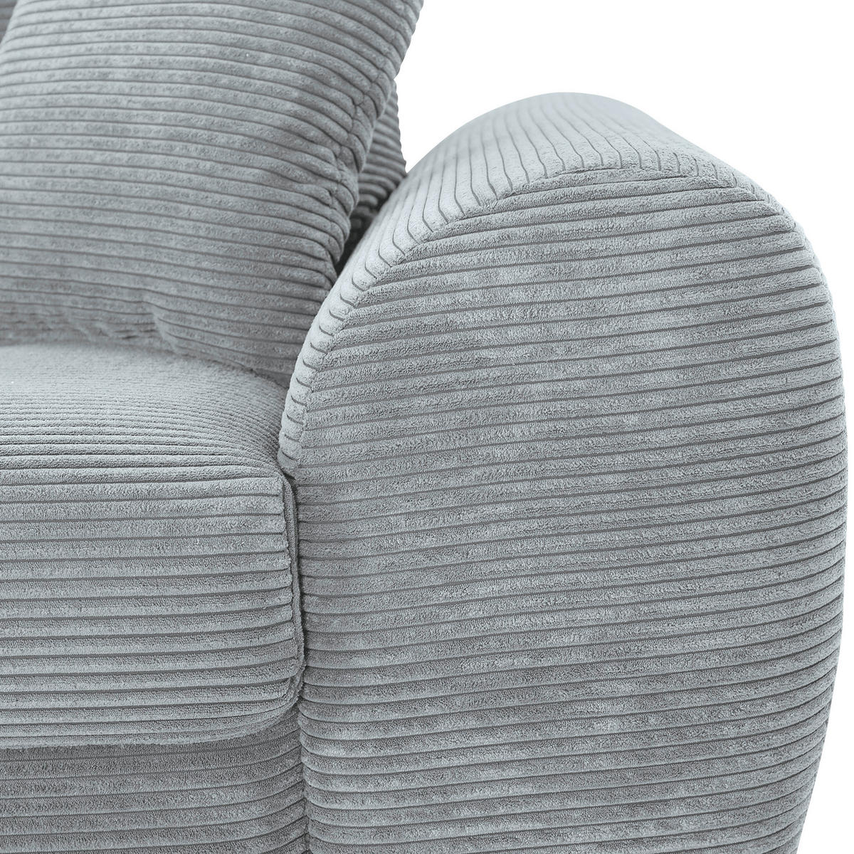 BIGSOFA in Cord Hellgrau  - Eichefarben/Hellgrau, Konventionell, Holz/Textil (270/72/109cm) - Carryhome