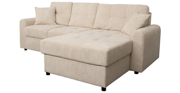 ECKSOFA in Chenille Creme  - Creme/Schwarz, KONVENTIONELL, Kunststoff/Textil (232/153cm) - Carryhome