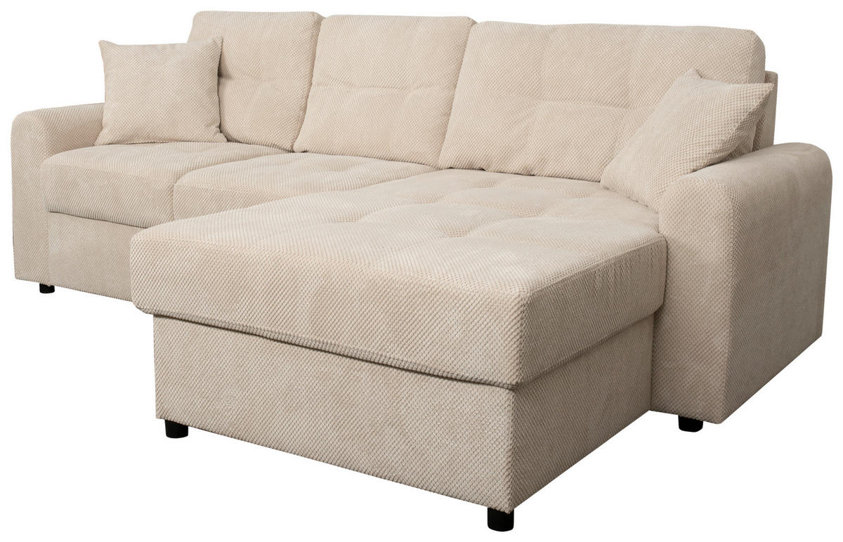 ECKSOFA Creme Chenille  - Creme/Schwarz, KONVENTIONELL, Kunststoff/Textil (232/153cm) - Carryhome