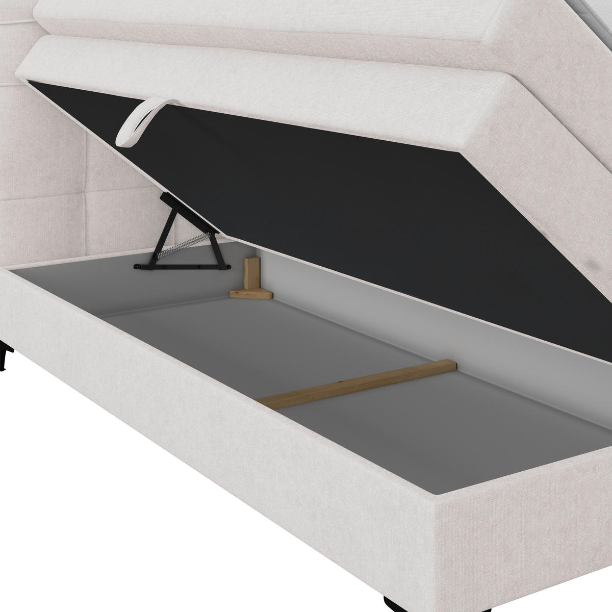 BOXSPRINGBETT 180/200 cm,  in Champagner, H3 = fest  - Champagner/Schwarz, KONVENTIONELL, Kunststoff/Textil (180/200cm)